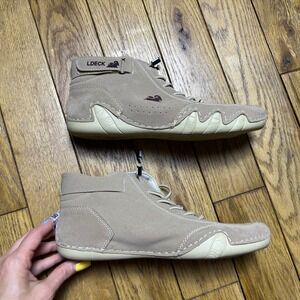 Ldeck Tan Suede High Top Sneakers Barefoot Style Bungee Lace Size 38